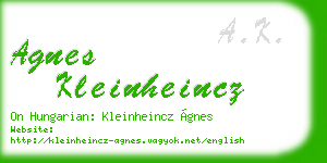 agnes kleinheincz business card